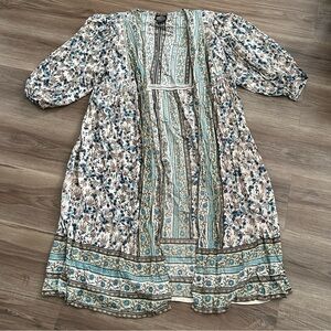 ANGIE Floral Print Puff Sleeve Open Front 3/4 sleeve Cardigan Women Size Small